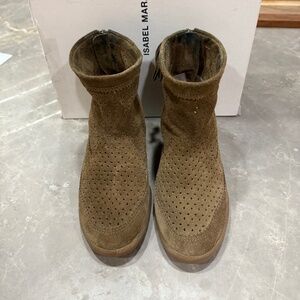 Isabel Marant Beslay Suede Tassel Wedge Ankle Boot, 37